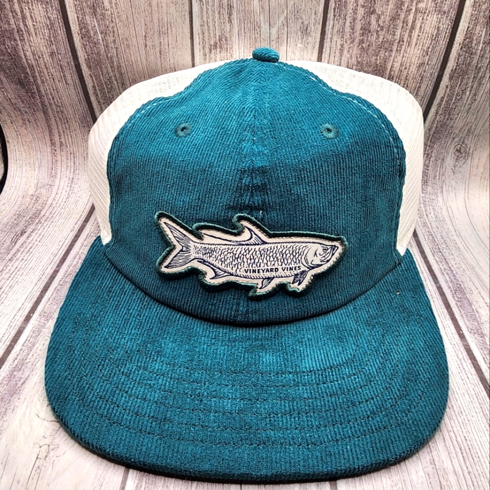 Vineyard Vines Pine Grove Tarpon Patch Corduroy Trucker Cap NWT